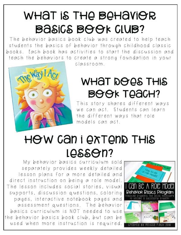 The Way I Act- Behavior Basics Book Club - Image 4