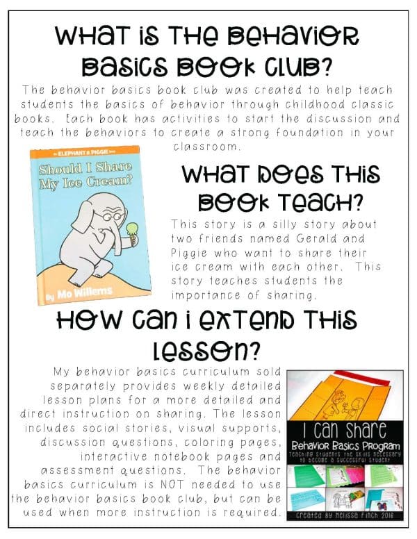 Should I Share My Ice Cream- Behavior Basics Book Club - Image 4